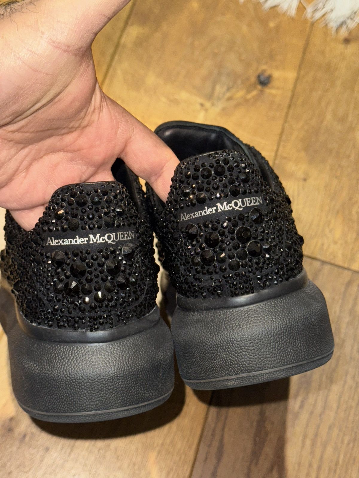 Alexander McQueen Triple Black Strass Larry Crystal-Embellished Sneakers Size US 9 / EU 42 - 7 Thumbnail