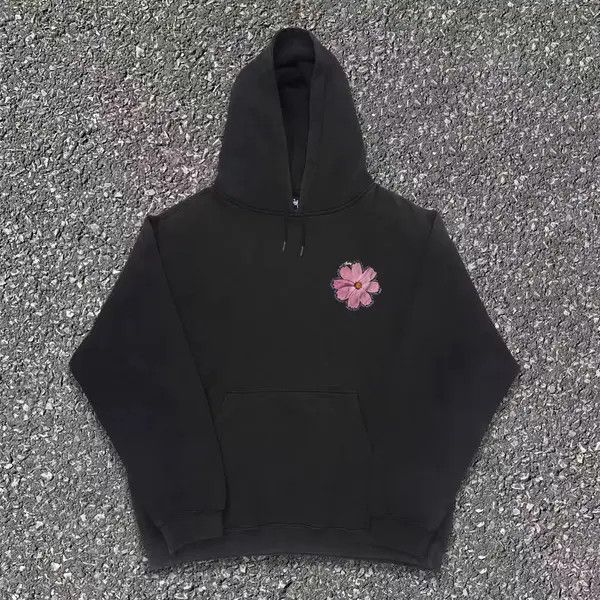 Designer Hitomi x naga Black floral print washed vintage hoodie Size US L / EU 52-54 / 3 - 4 Thumbnail