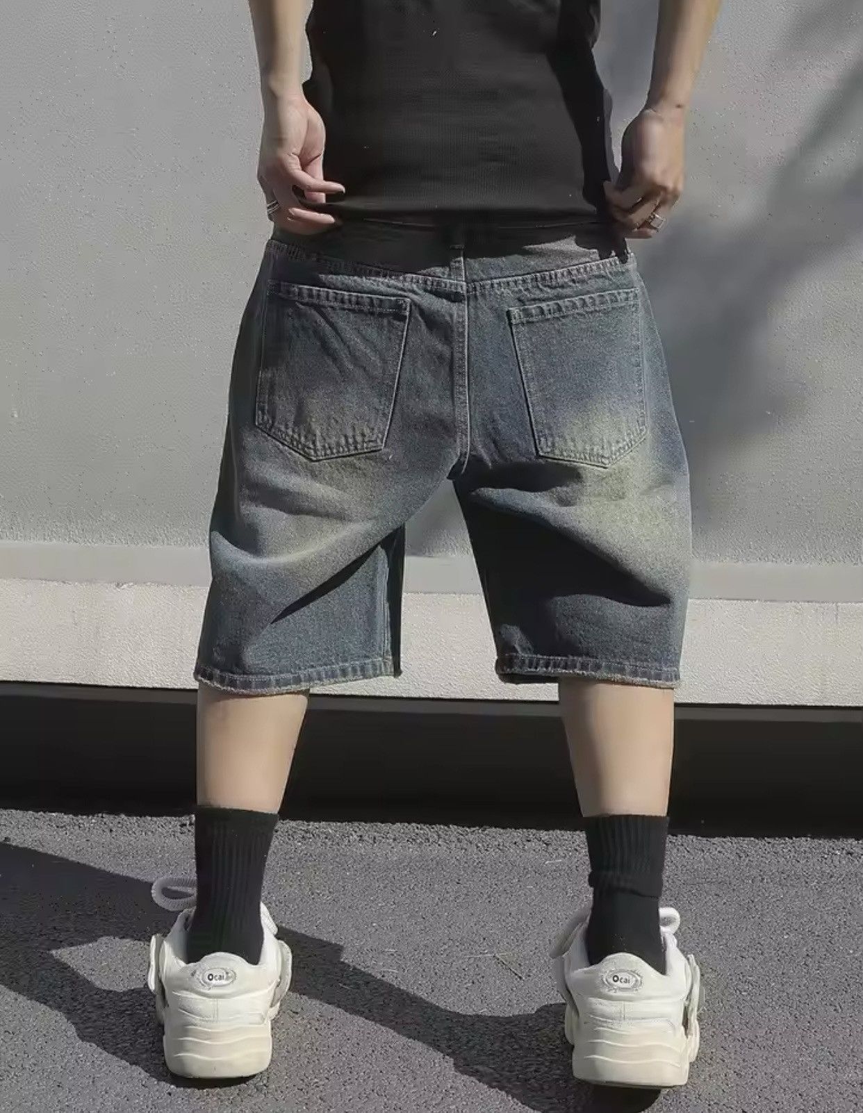Jean × Vintage Baggy Stretchy Denim Shorts Jeans Size US 36 / EU 52 - 6 Thumbnail