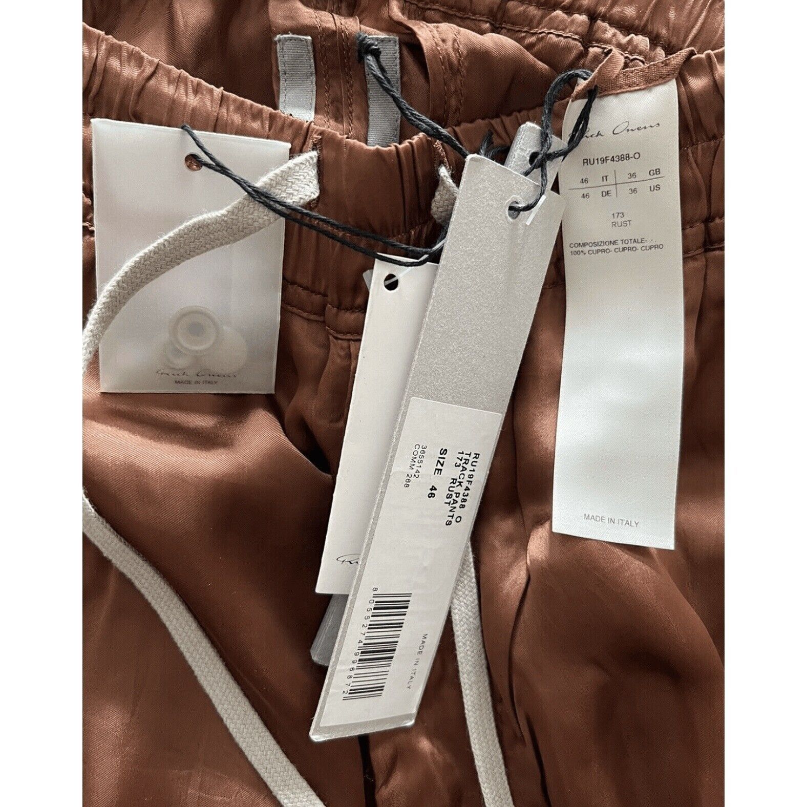 Rick Owens Mens Rick Owens Rust Pants 100% Cupro New with Tags Size US 32 / EU 48 - 3 Thumbnail