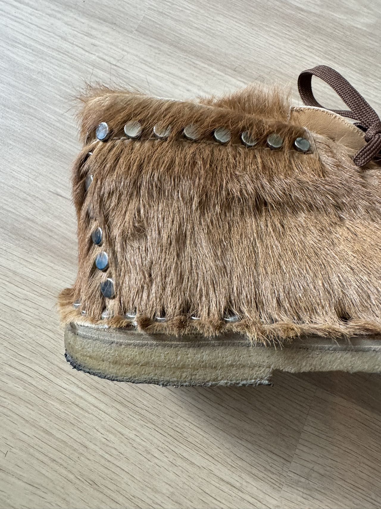 Prada Prada Pony Fur Lace-up Shoes Beige Size US 11 / EU 44 - 9 Thumbnail