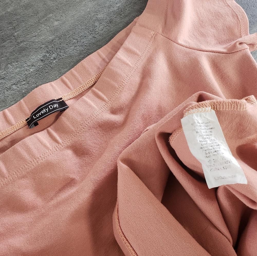 Designer Dust Pink Lovely Day Off Shoulder Mini Size L / US 10 / IT 46 - 3 Thumbnail
