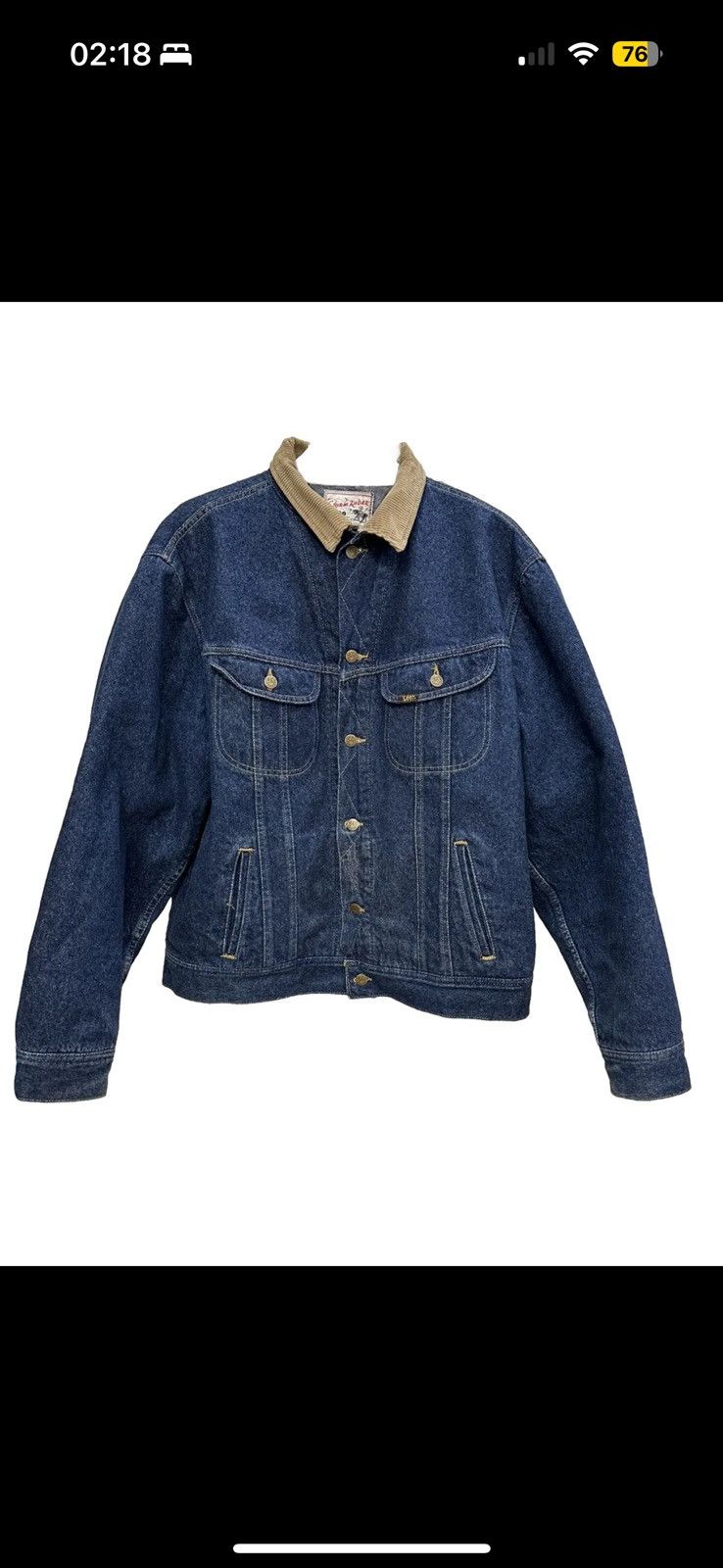 70'S Lee open collar long sleeve denim shirt jacket men's L vintage /eaa453206