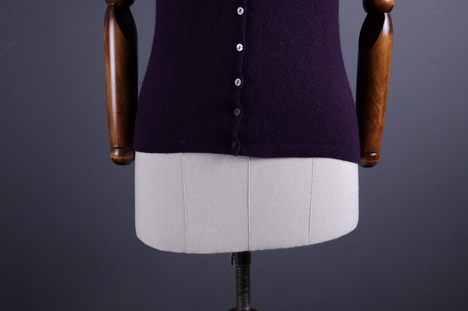 TIGRE BROCANTE Brora Purple Wool Knit Vest Cardigan Sweater Size S Size S / US 4 / IT 40 - 3 Thumbnail