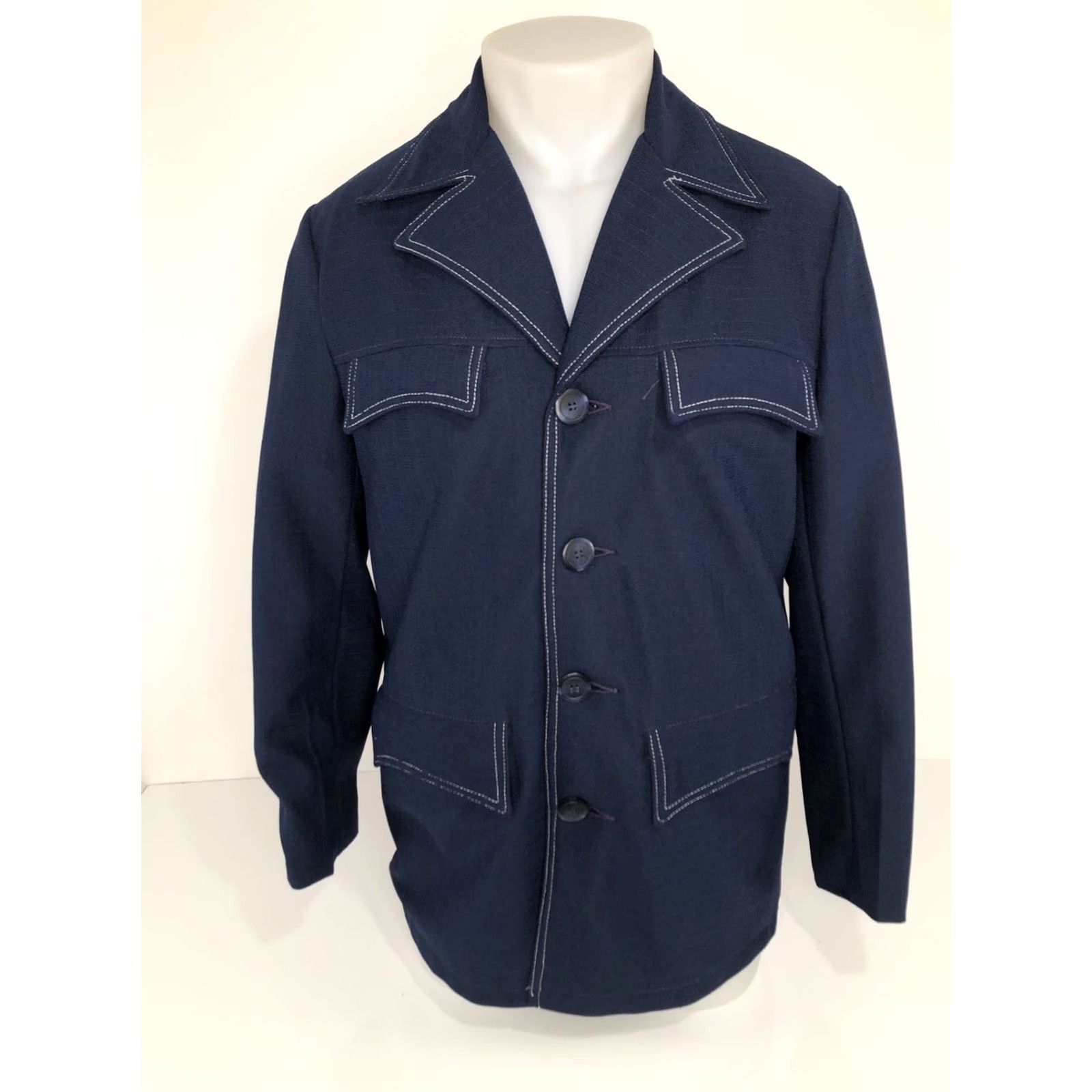 Vintage VINTAGE Awesome ANDERSON LITTLE 1960s Blazer Jacket Disco Leisure 38R Blue Polyester EXC Size 38R - 2 Thumbnail