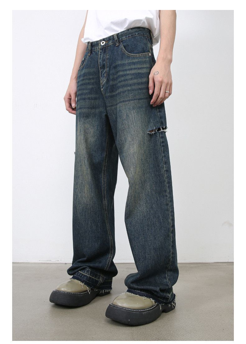 Japanese Brand × Jean Distressed straight loose wide-leg versatile ripped jeans Size US 32 / EU 48 - 6 Thumbnail