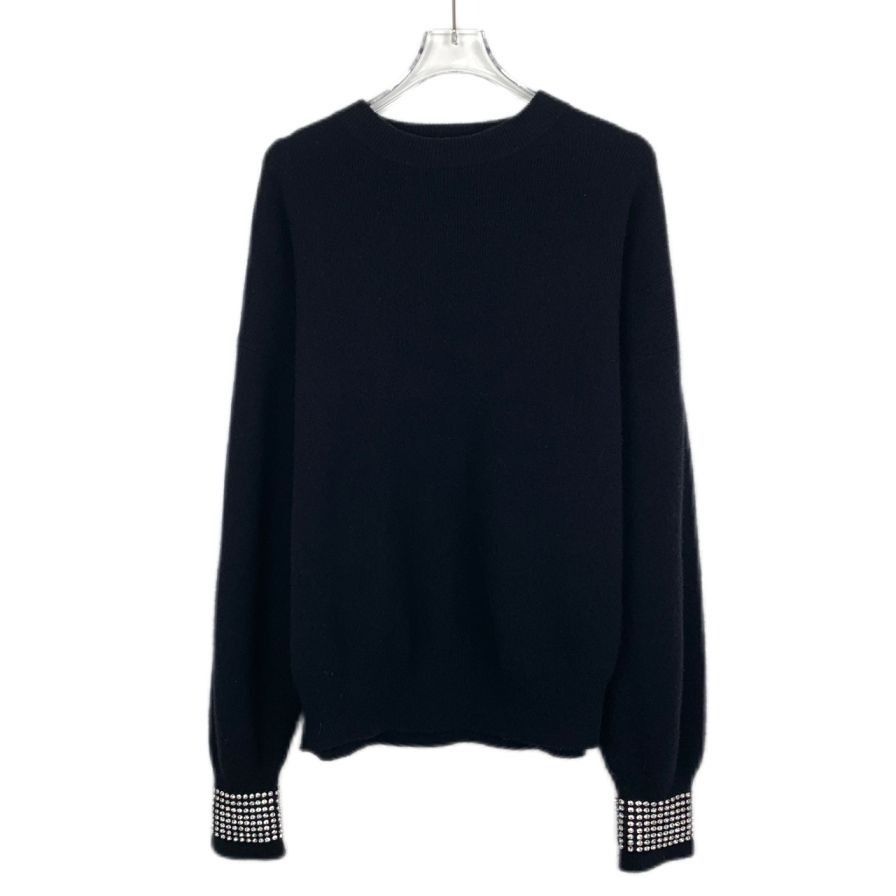Alexander Wang Alexander Wang Black Round-Neck Wool Knit Diamond-Embellishe Size US XS / EU 42 / 0 - 1 Thumbnail