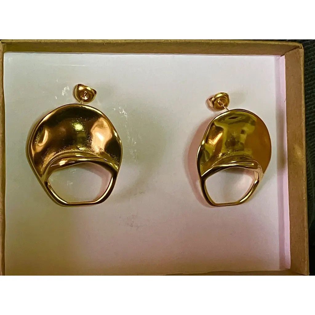 NO ID Stainless steel earrings in golden colour Size ONE SIZE - 5 Thumbnail