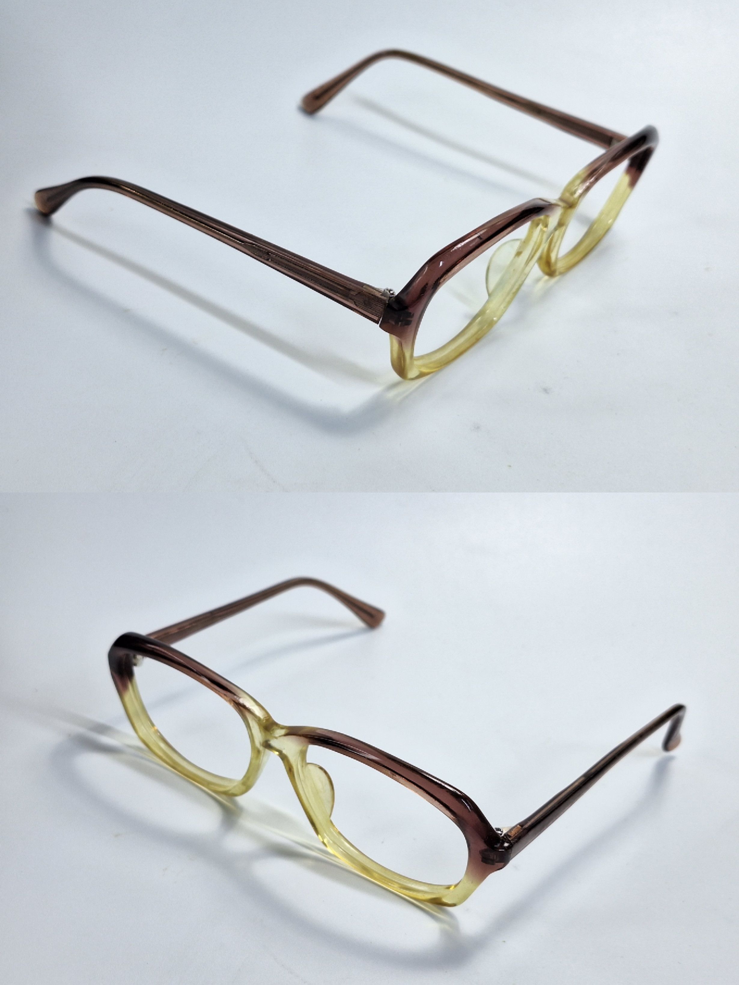 Other Papion 208 Brown Yellow Two-Tone Acetate Eyeglass Frame Size ONE SIZE - 7 Thumbnail