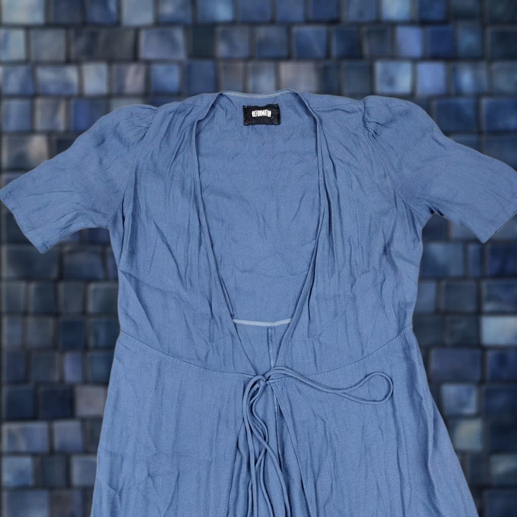 Reformation Reformation Womens M Blue Wrap Puff Sleeve Belted Midi V Neck Sundress Size M / US 6-8 / IT 42-44 - 1 Thumbnail