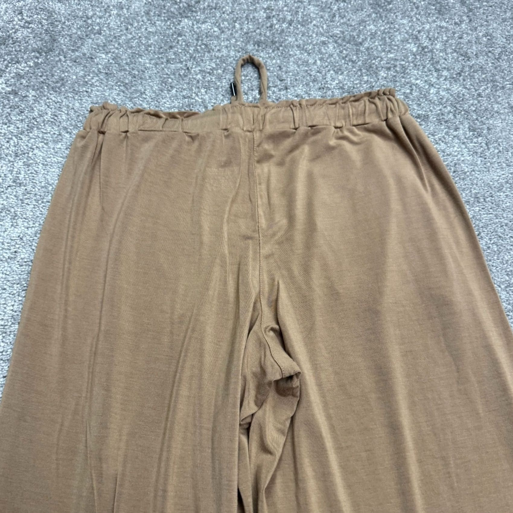 Vintage Knix Lounge Pants Womens Small Camel Brown Modal Elastic Waist Wide Leg Casual Size 28" / US 6 / IT 42 - 3 Thumbnail