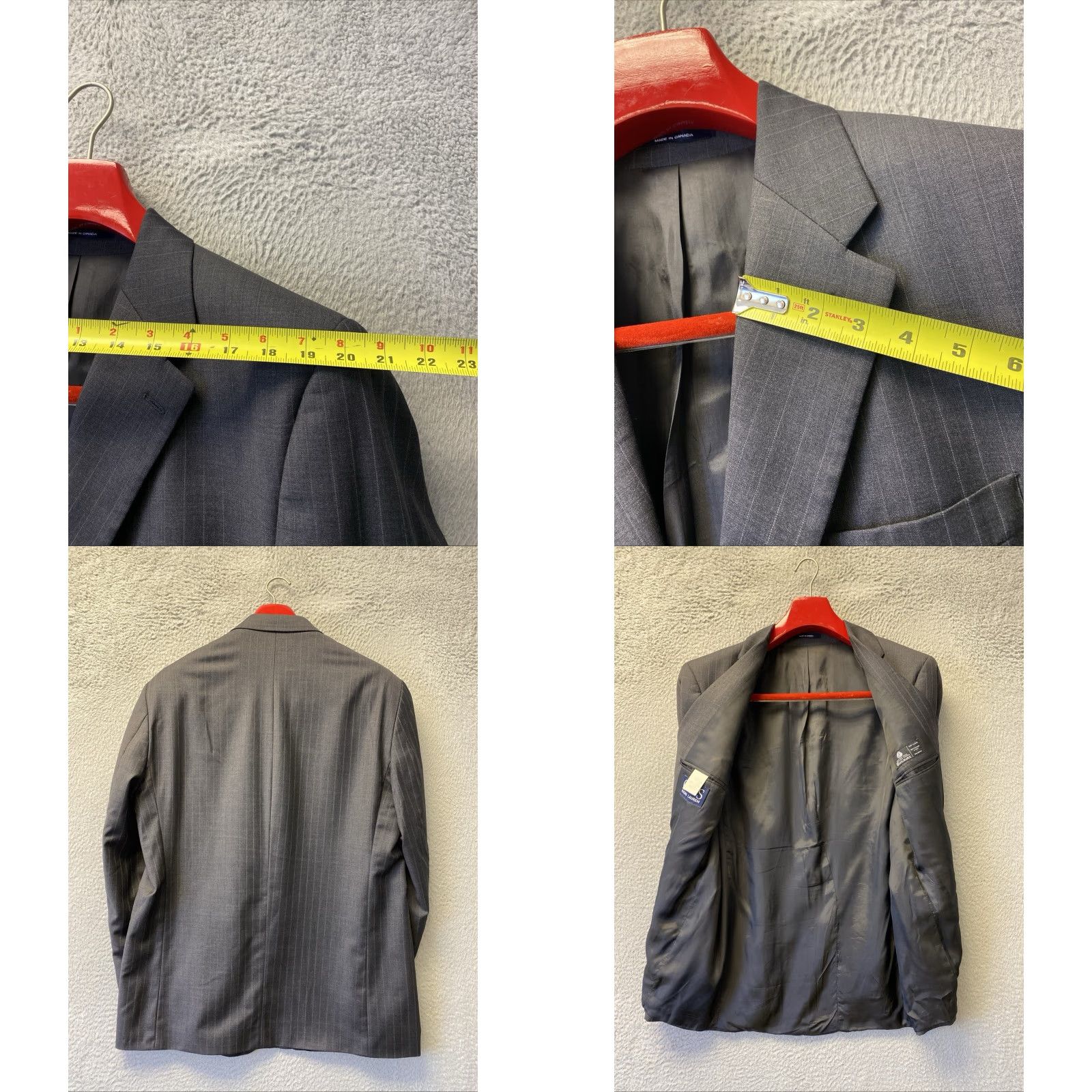 Ralph Lauren VINTAGE Ralph Lauren Chaps Suit 2 Piece Men's Wool Gray Striped 46R 38W Regular Fit Size 38R - 8 Thumbnail