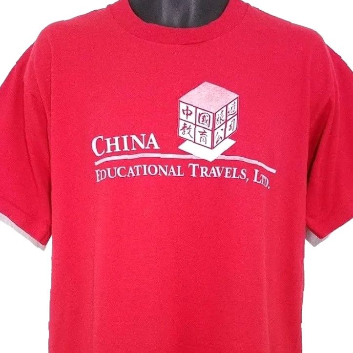 Fruit Of The Loom VINTAGE China Educational Travels Mens T Shirt Red Size Large Crew Neck 90s Size US L / EU 52-54 / 3 - 2 Thumbnail