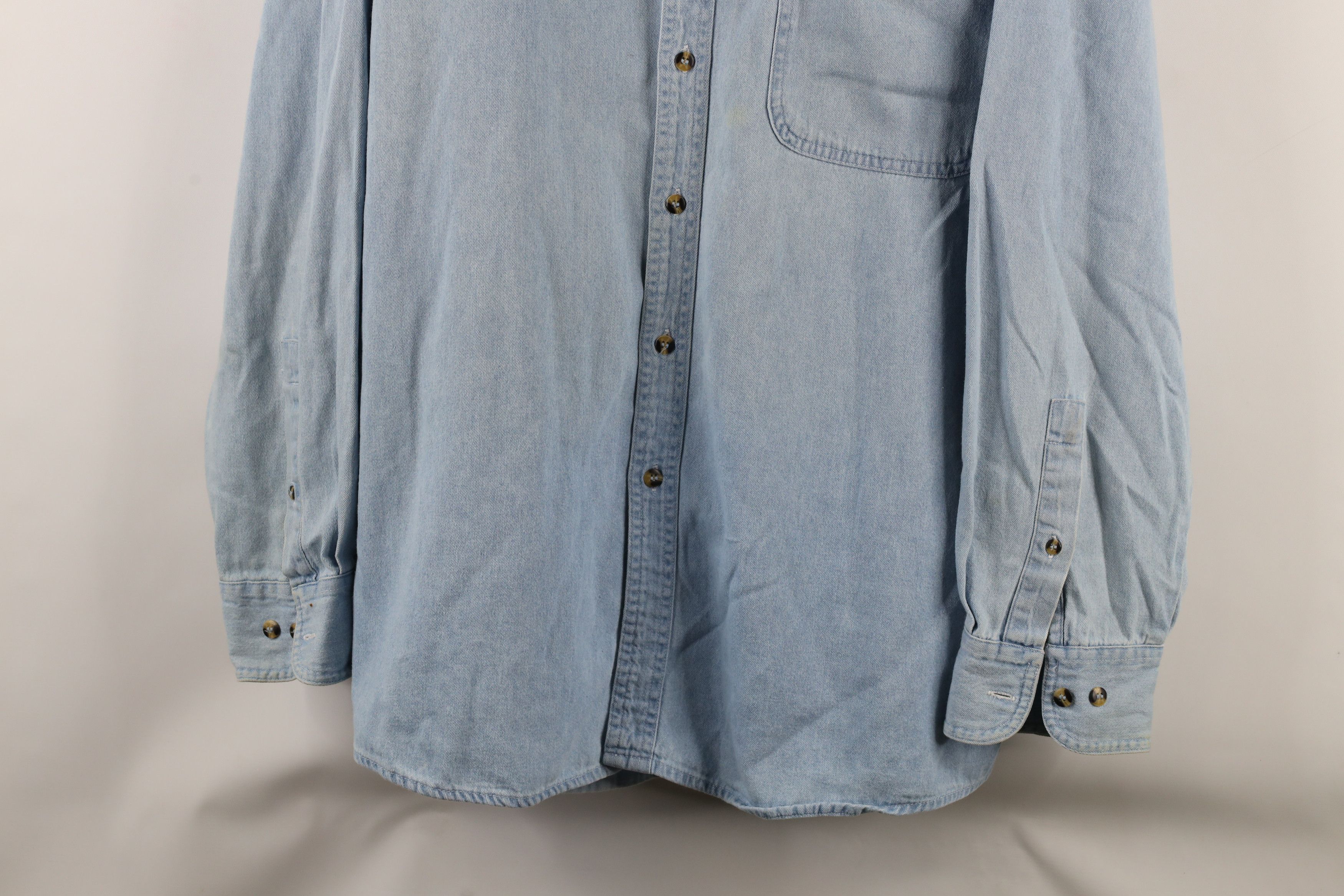 Vintage Vintage 90s Streetwear Last Frontier Denim Button Shirt Size US L / EU 52-54 / 3 - 3 Thumbnail