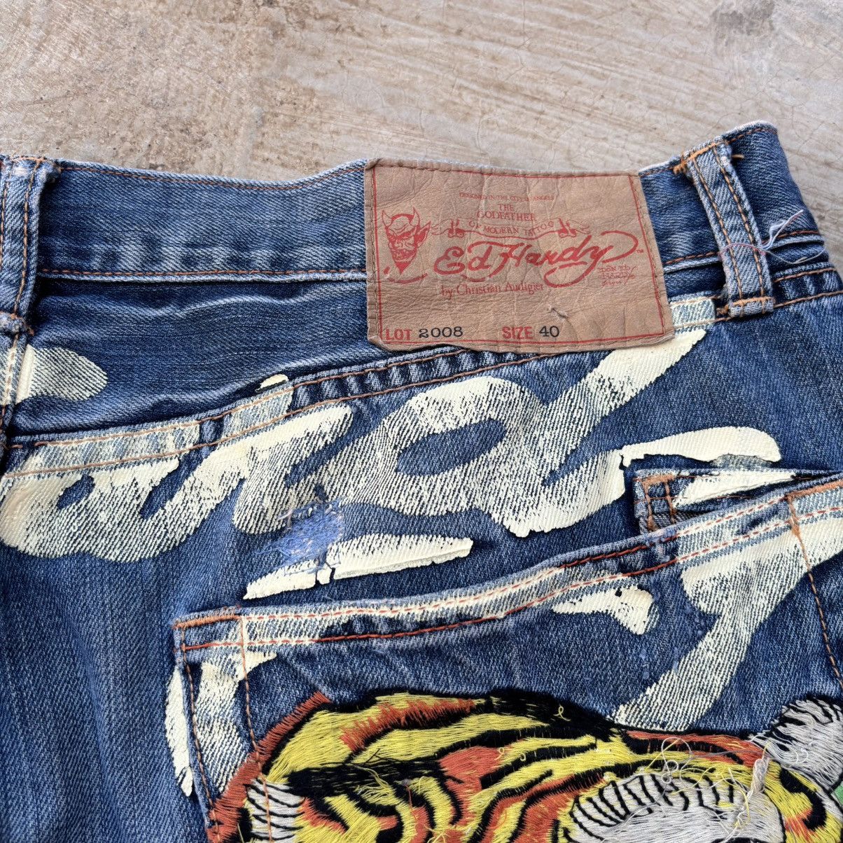 Ed Hardy Vintage 00s Edhardy Denim Y2K Jeans Size US 40 / EU 56 - 4 Thumbnail