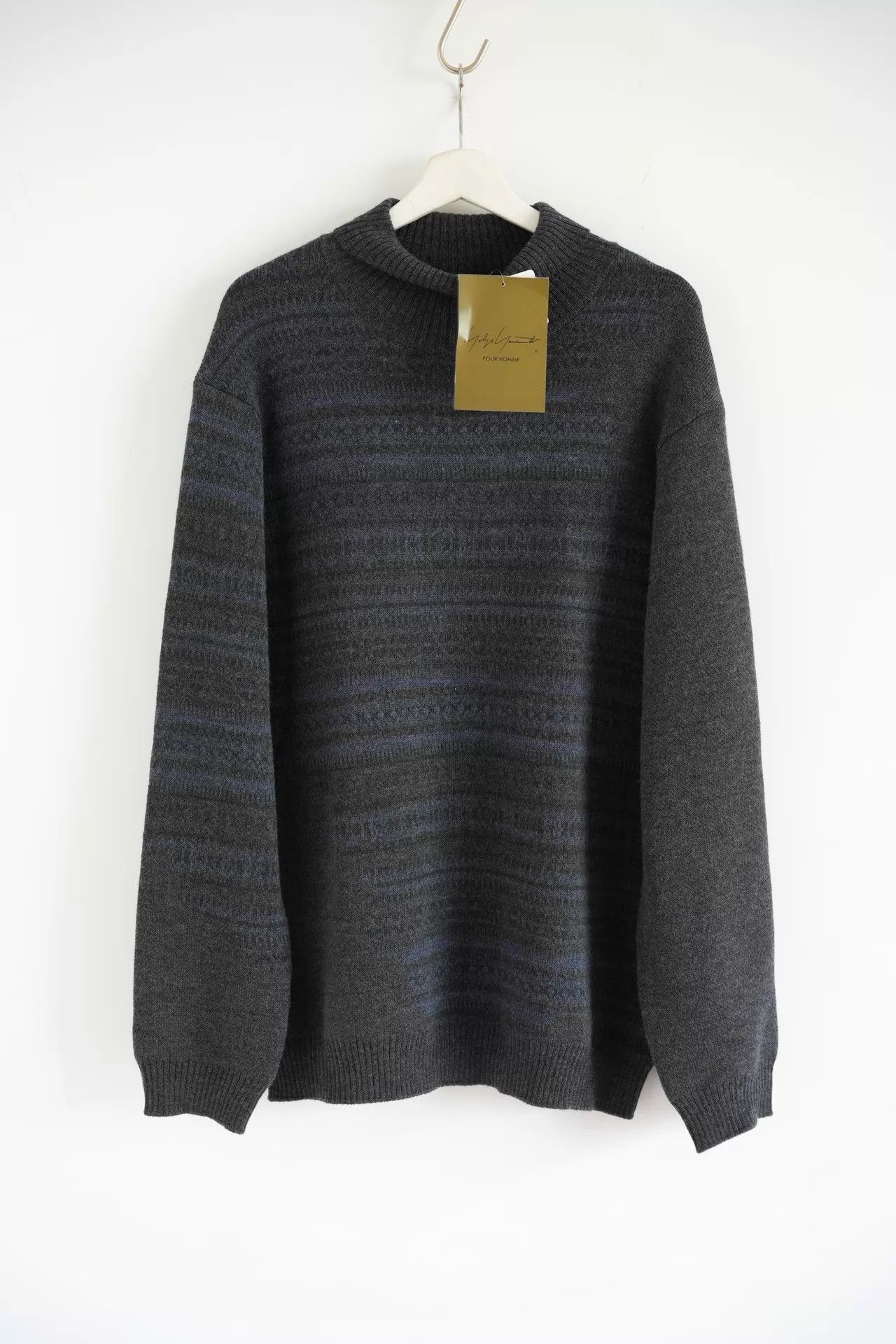 Yohji Yamamoto Multi Striped Mock Neck Sweater Size US L / EU 52-54 / 3 - 1 Thumbnail
