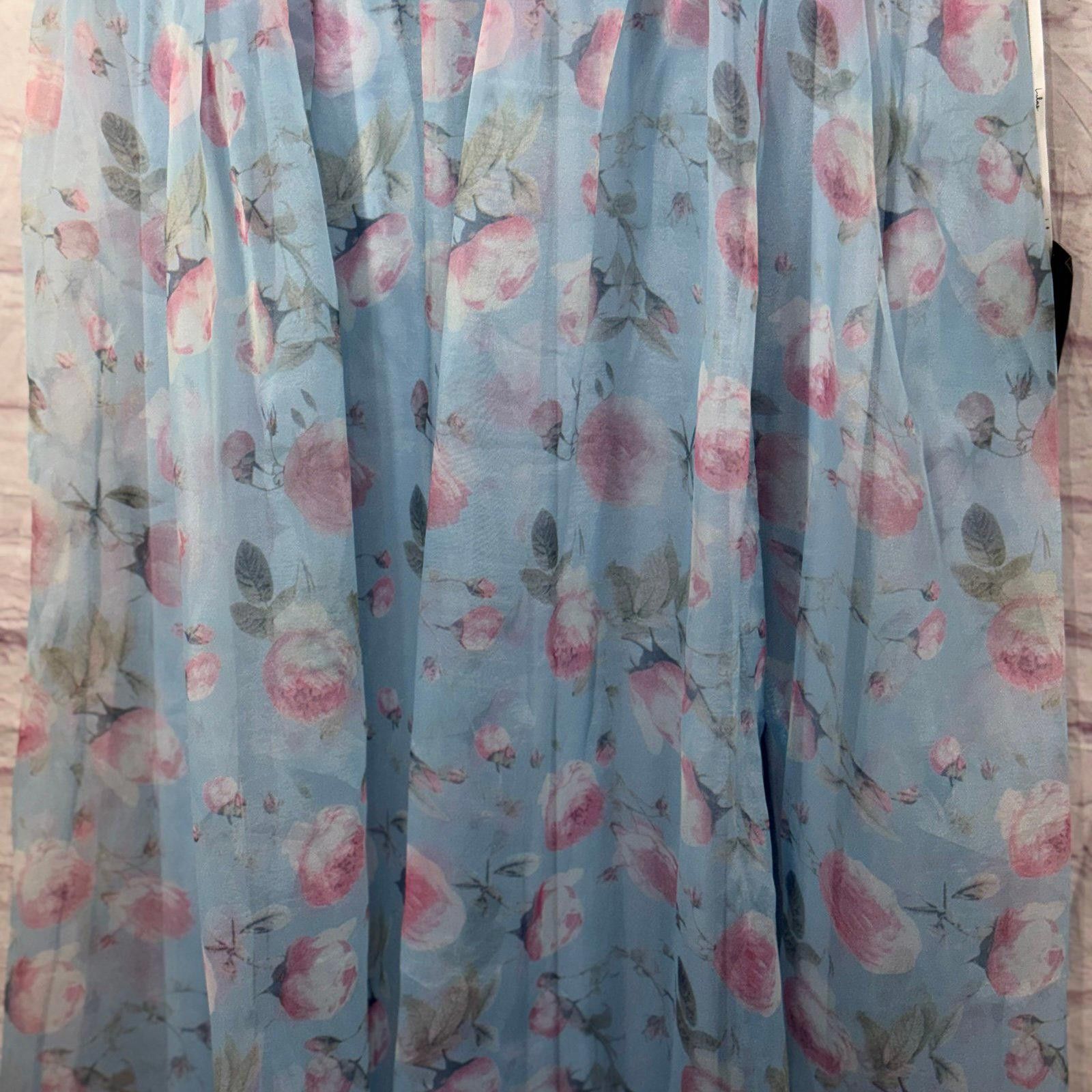 Lulus Lulus Garden Romance Blue Floral Print Organza Large NWT Size L / US 10 / IT 46 - 7 Thumbnail