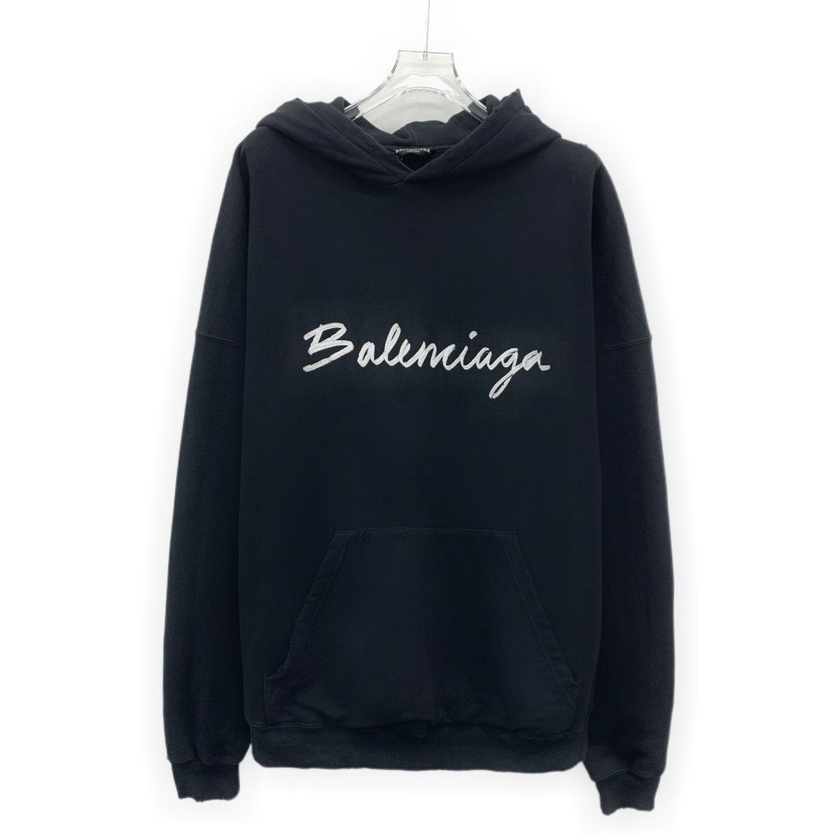Balenciaga Balenciaga Black Letter Printed Hooded Sweatshirt K26WX Size US M / EU 48-50 / 2 - 1 Thumbnail