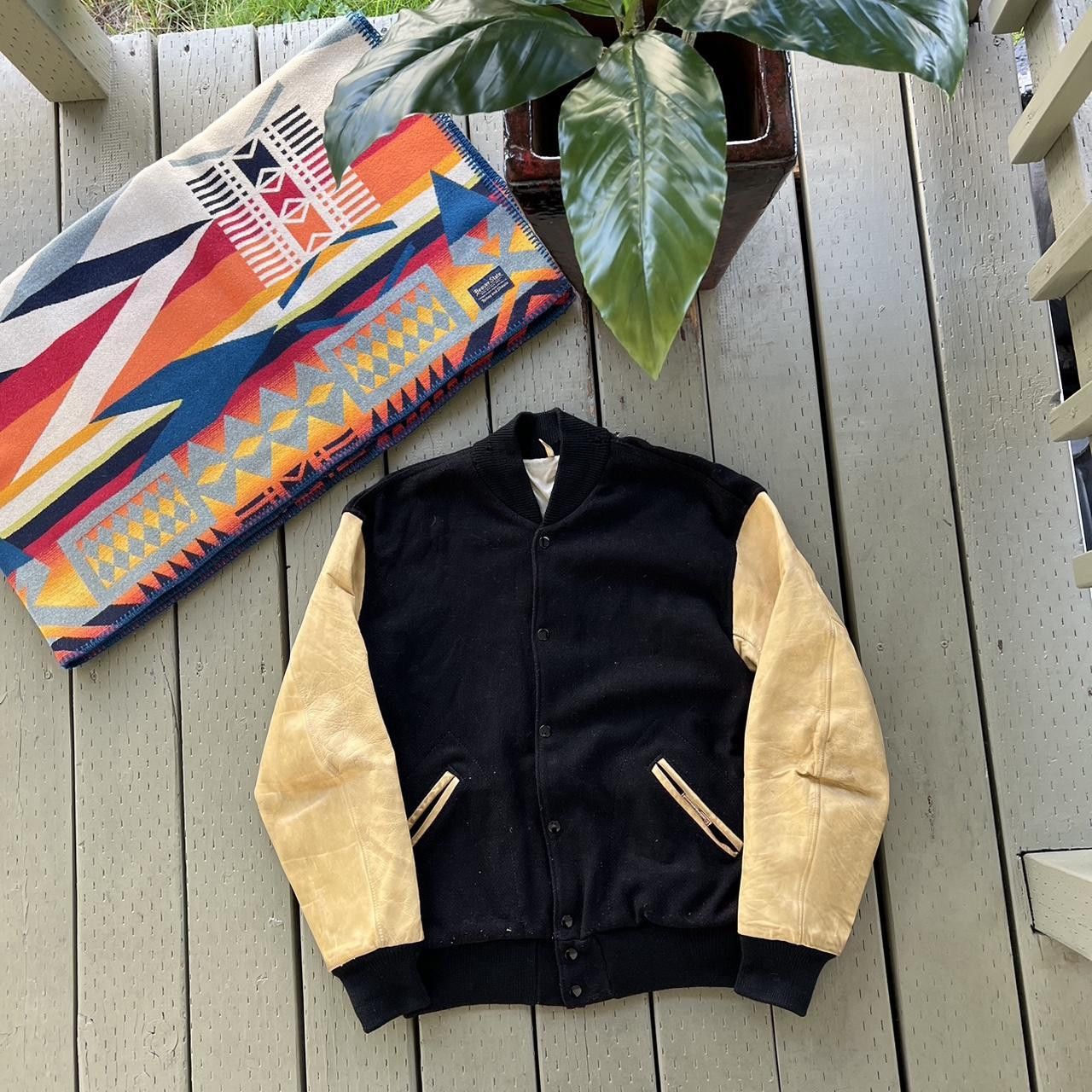Vintage Lasley Knitting Co Varsity Letterman Jacket Leather/Wool Size US XL / EU 56 / 4 - 4 Thumbnail