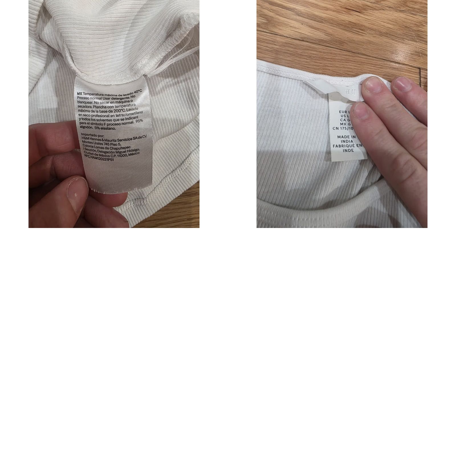 H&M H&M Ribbed Cotton Top Long Sleeve Large White Women T-Shirt L Regular Cotton Size L / US 10 / IT 46 - 8 Thumbnail