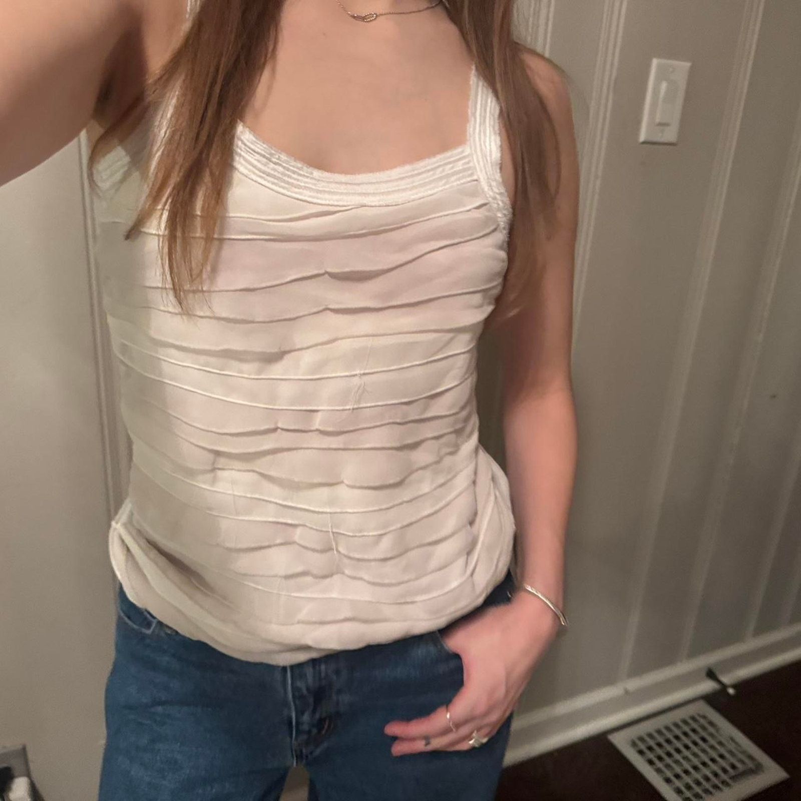 Express Pastel pink mauve and white silk ruffle tank top Size XS / US 0-2 / IT 36-38 - 6 Thumbnail