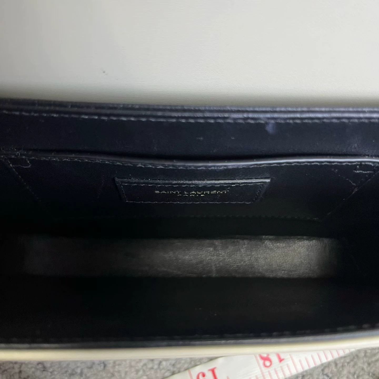 Saint Laurent Paris Saint Laurent White Mini Distressed Gold Logo Shoulder Bag Size ONE SIZE - 4 Thumbnail