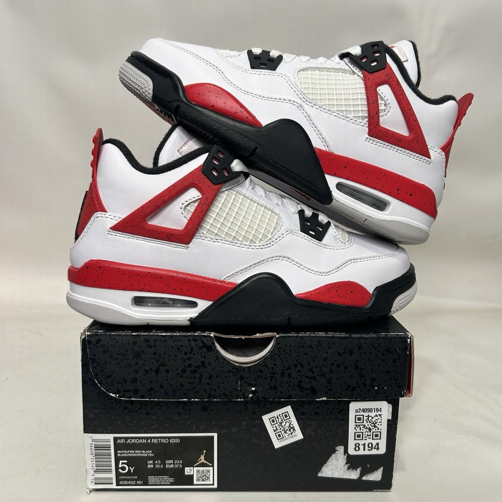 Nike Nike Air Jordan 4 Retro GS “Red Cement” Size US 6.5 / IT 36.5 - 1 Thumbnail