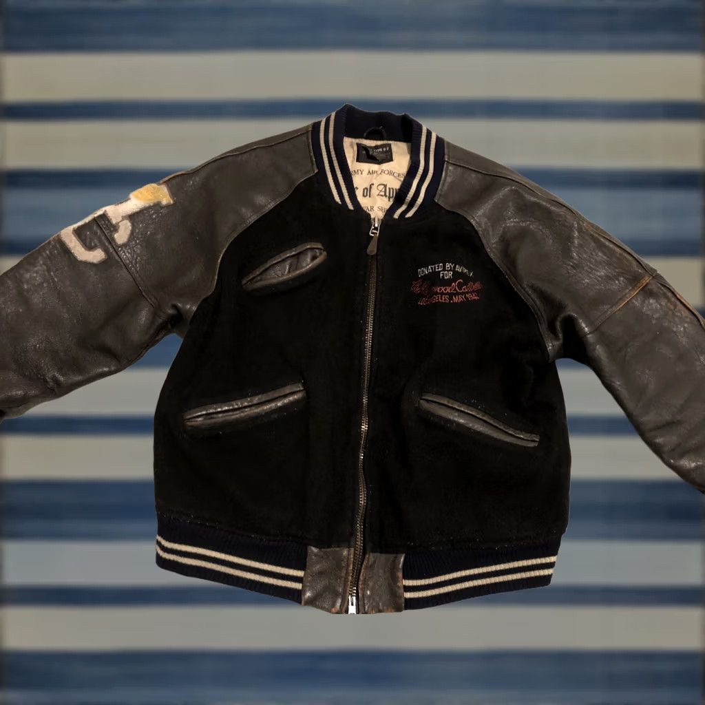 Avirex VINTAGE Avirex Jacket Mens Medium Black Wool Leather 1980s Pilot's USA Navy Embroidered Varsity 90s Canteen Size US M / EU 48-50 / 2 - 1 Thumbnail