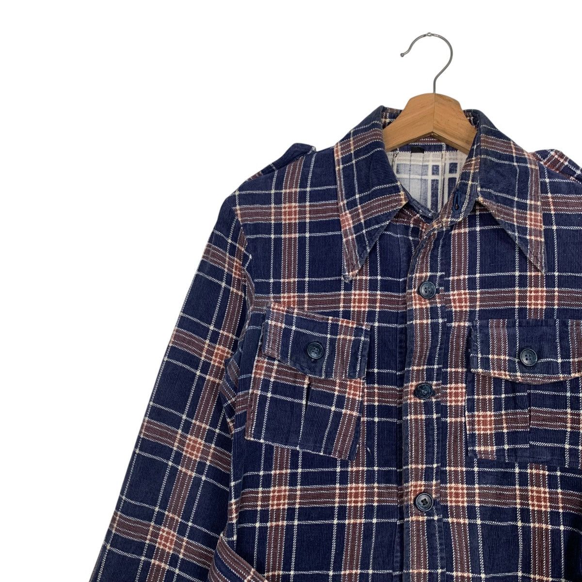 Japanese Brand VANBON & V-ROLA Checked Belted Flannel Shirt #2924-C132 Size US L / EU 52-54 / 3 - 6 Thumbnail