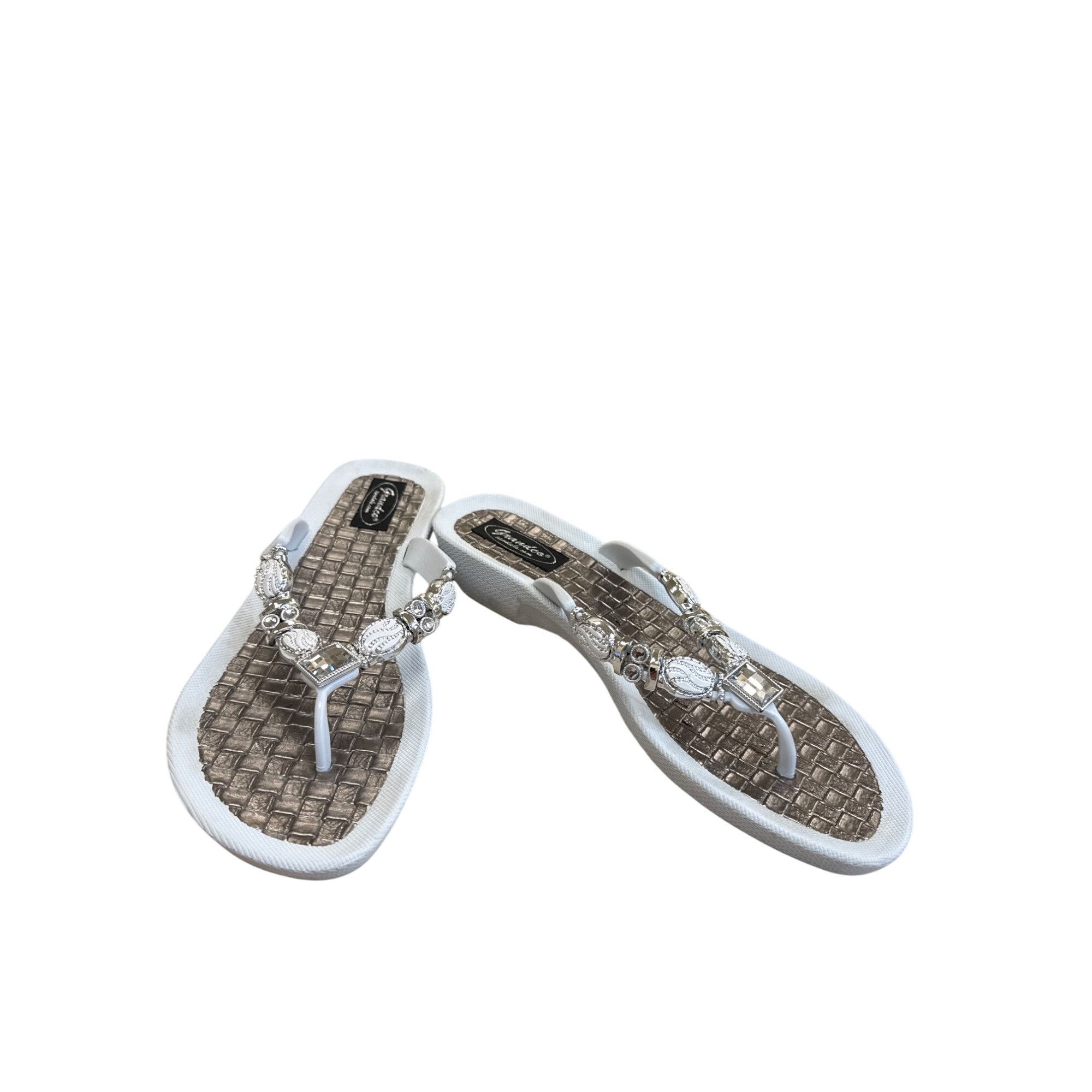 Other Grandco Womens White Bejeweled Sandals Size 10 SKU 8221 Size US 10 / IT 40 - 1 Thumbnail