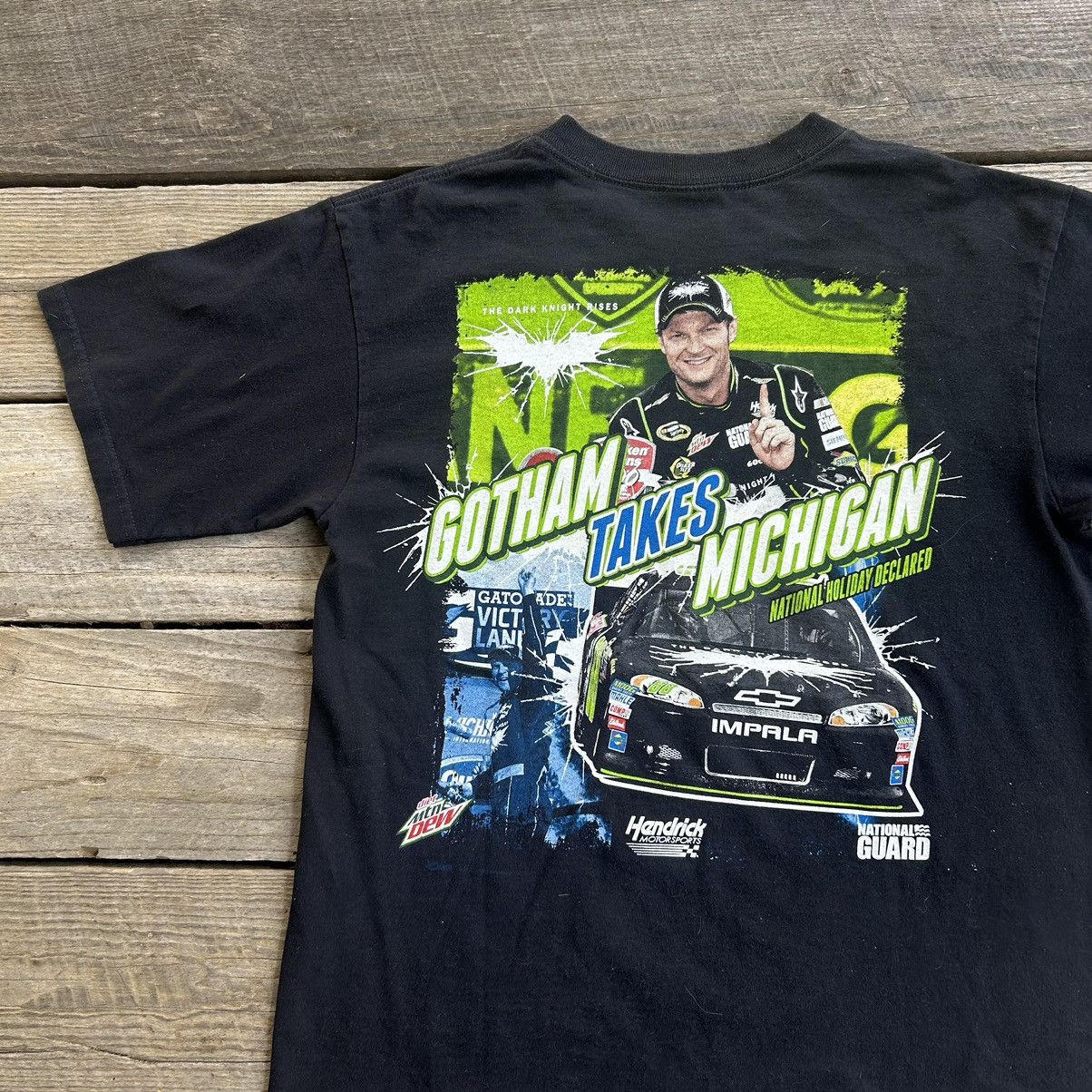 NASCAR Vintage NASCAR Dale Earnhardt Jr The Dark Knight Rises Shirt Size US M / EU 48-50 / 2 - 2 Thumbnail