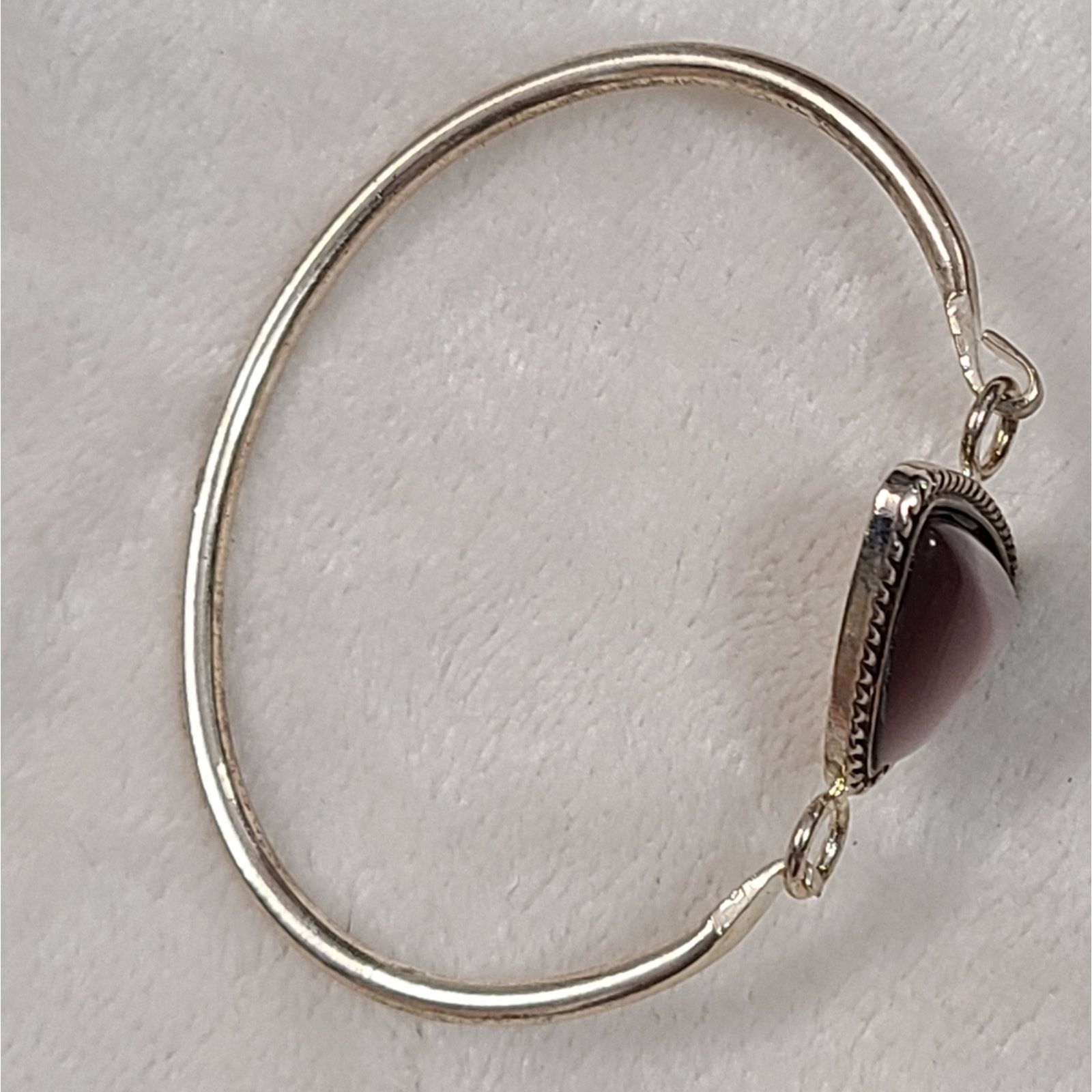 Vintage Vintage Silver Tone Cat's Eye Bangle Bracelet Size ONE SIZE - 3 Thumbnail