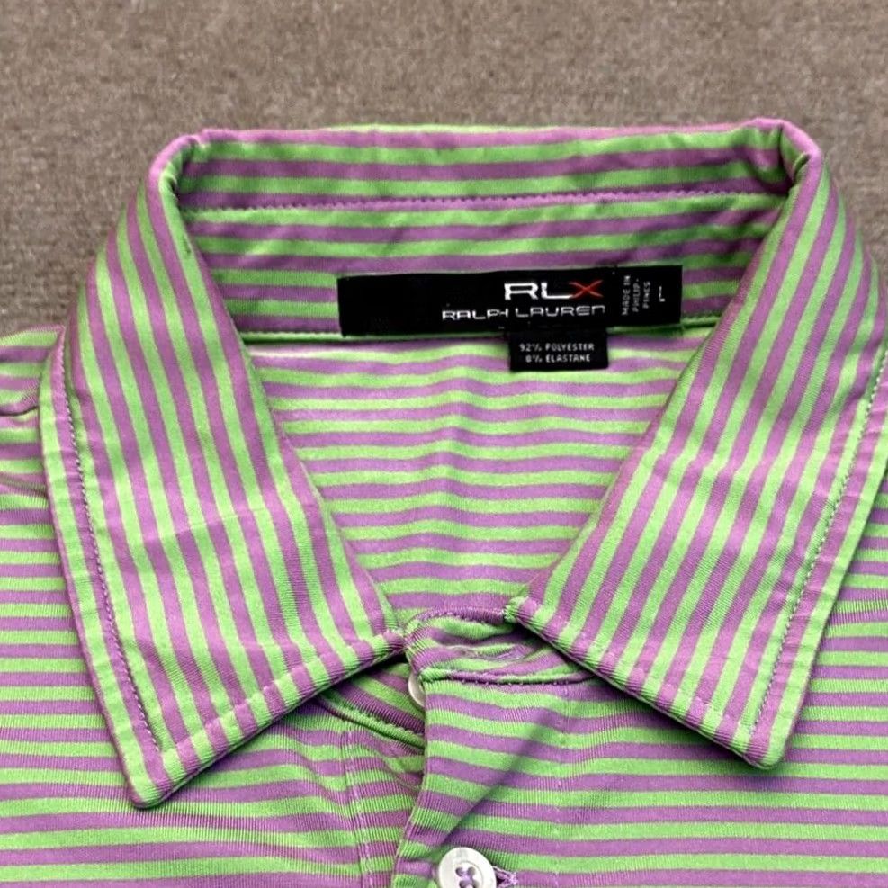 RLX Ralph Lauren Ralph Lauren RLX Polo Shirt Mens Large Golf Club Logo Striped Purple Green Multicolor Polo Shirt Mens Large RLX Golf 90s Style Boys? Size US L / EU 52-54 / 3 - 2 Thumbnail