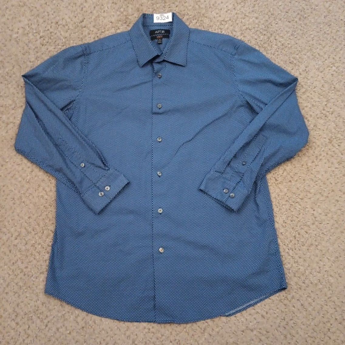 Apt. 9 Apt. 9 Shirt Mens 16.5 Slim Blue Geometric Long Sleeve Button Up Stretch Size US XL / EU 56 / 4 - 2 Thumbnail