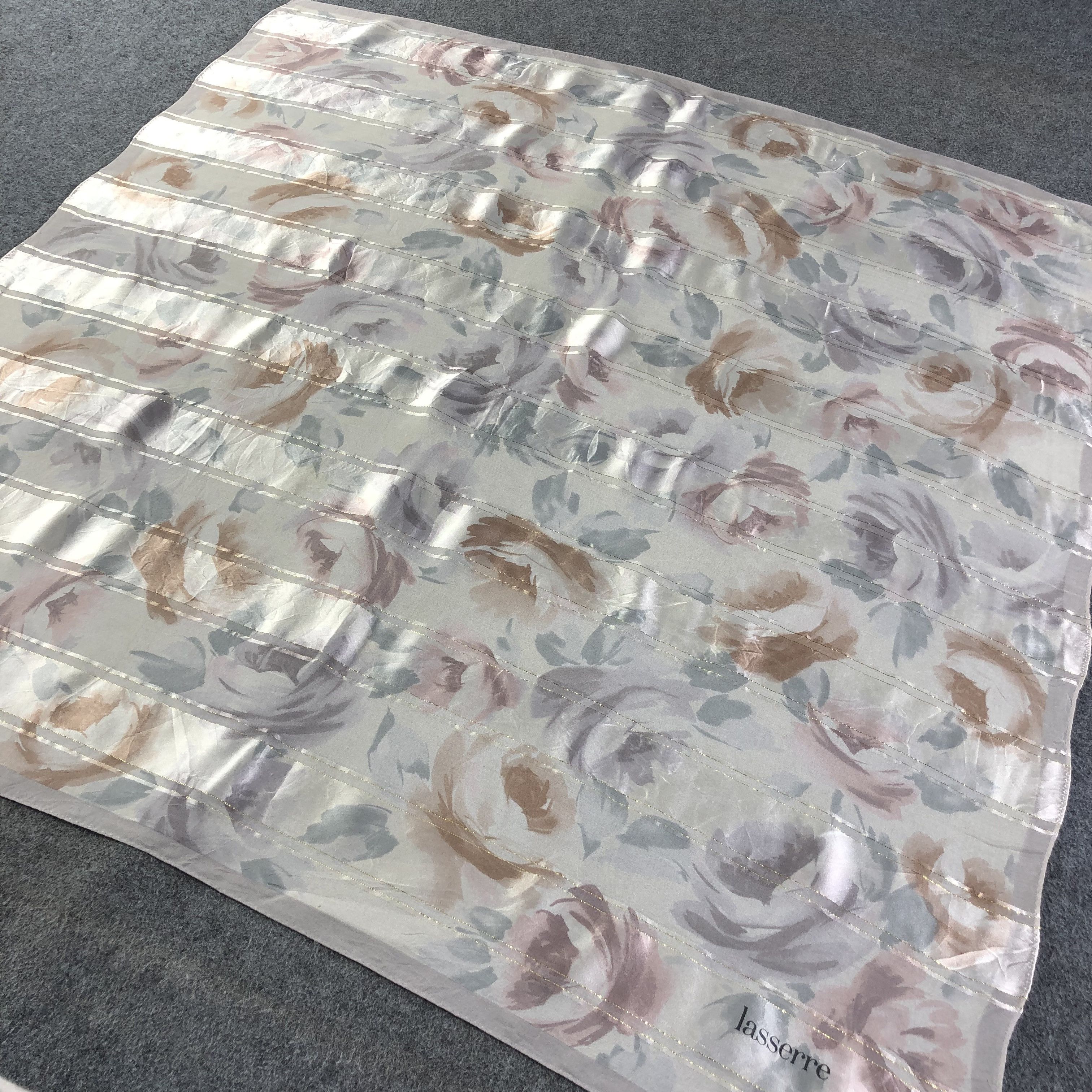Vintage Lasserre Floral Silk Scarf M830 Size ONE SIZE - 2 Thumbnail