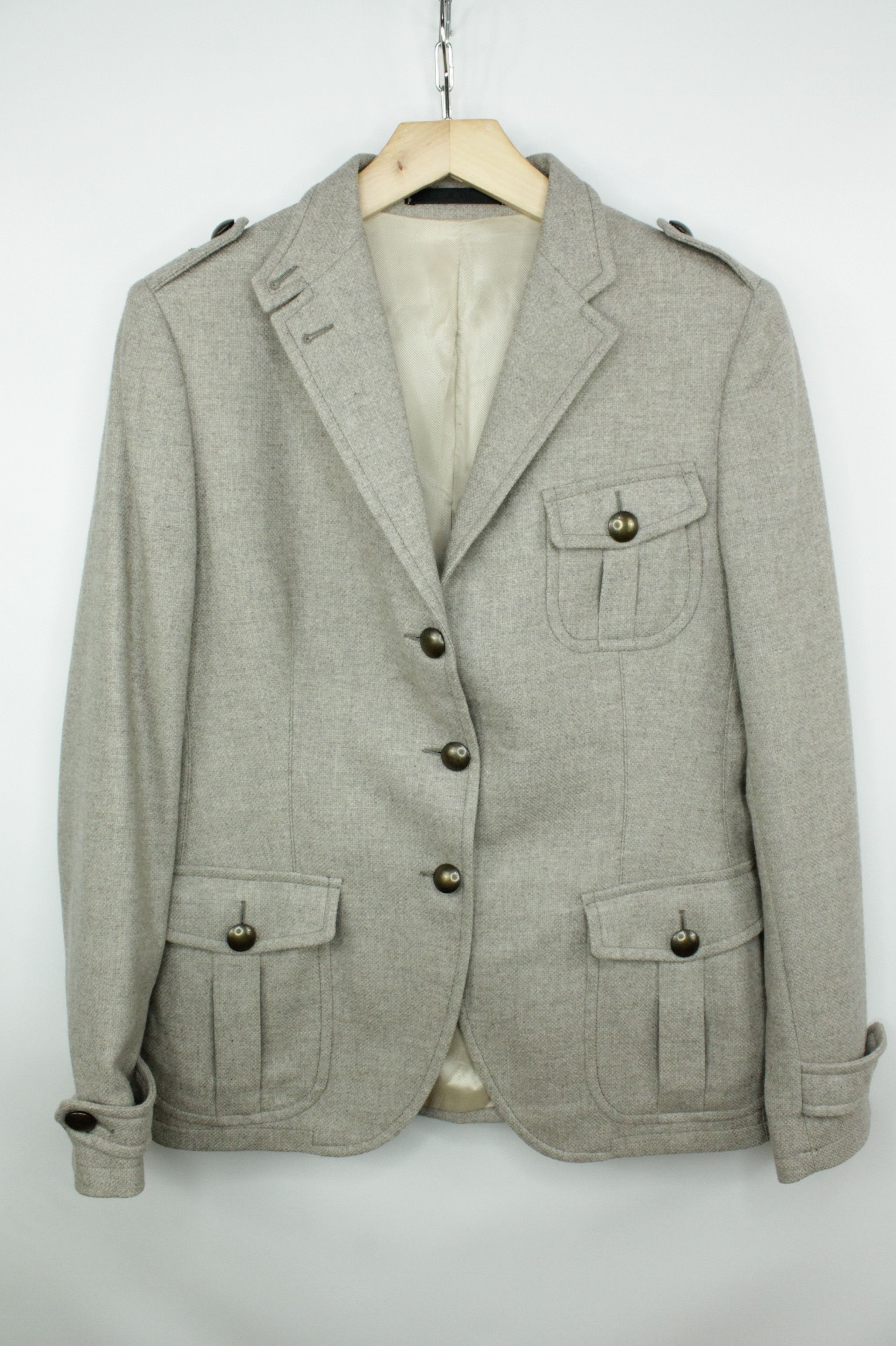 Tagliatore Tagliatore Women's Tweed Wool/Cashmere Blazer Jacket Size L / US 10 / IT 46 - 1 Thumbnail