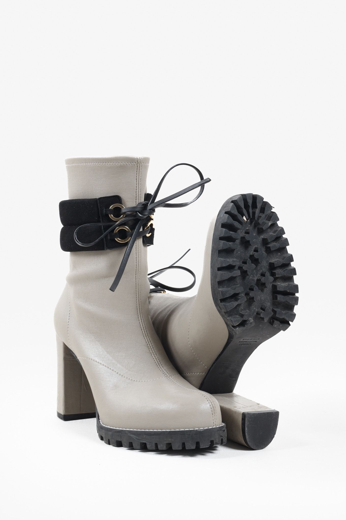 Stuart Weitzman Stuart Weitzman Grey Block Heel Lug Boot Size US 8.5 / IT 38.5 - 4 Thumbnail