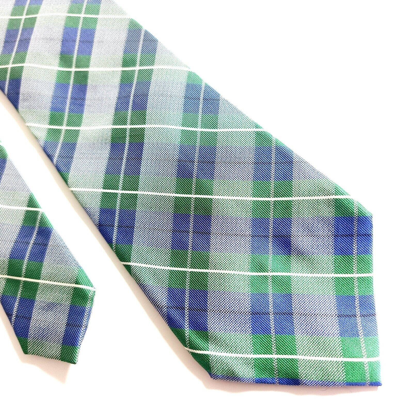 Chaps Chaps Green Blue Woven Plaid Silk Tie Size ONE SIZE - 1 Thumbnail