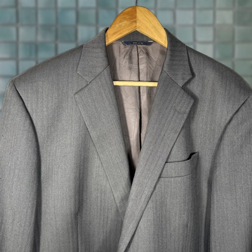Brooks Brothers VINTAGE Brooks Brothers Blazer Men 43L Wool Herringbone Notch Lapel 2 Button Gray Regular Classic Size 46R - 1 Thumbnail