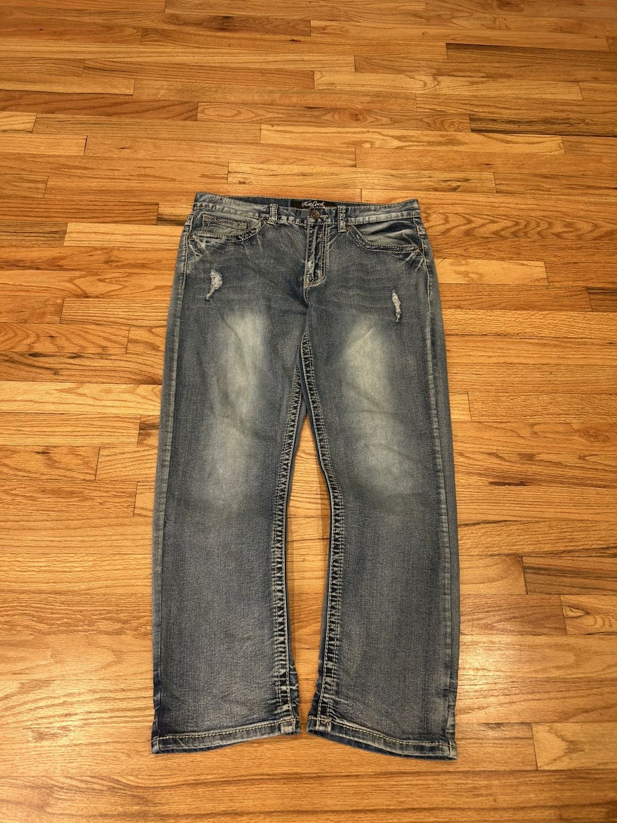 Other Vintage Y2K Faded blue straight leg jeans ripped denim Size US 34 / EU 50 - 1 Thumbnail