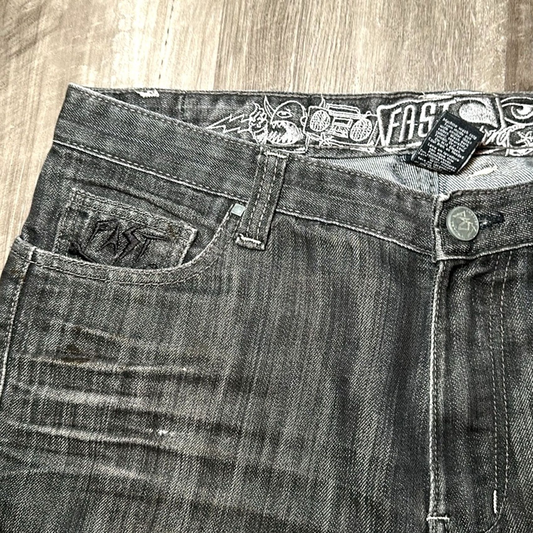 Olive Live Fast Die Young Jeans 36x32 Slim Distressed Size US 36 / EU 52 - 7 Thumbnail