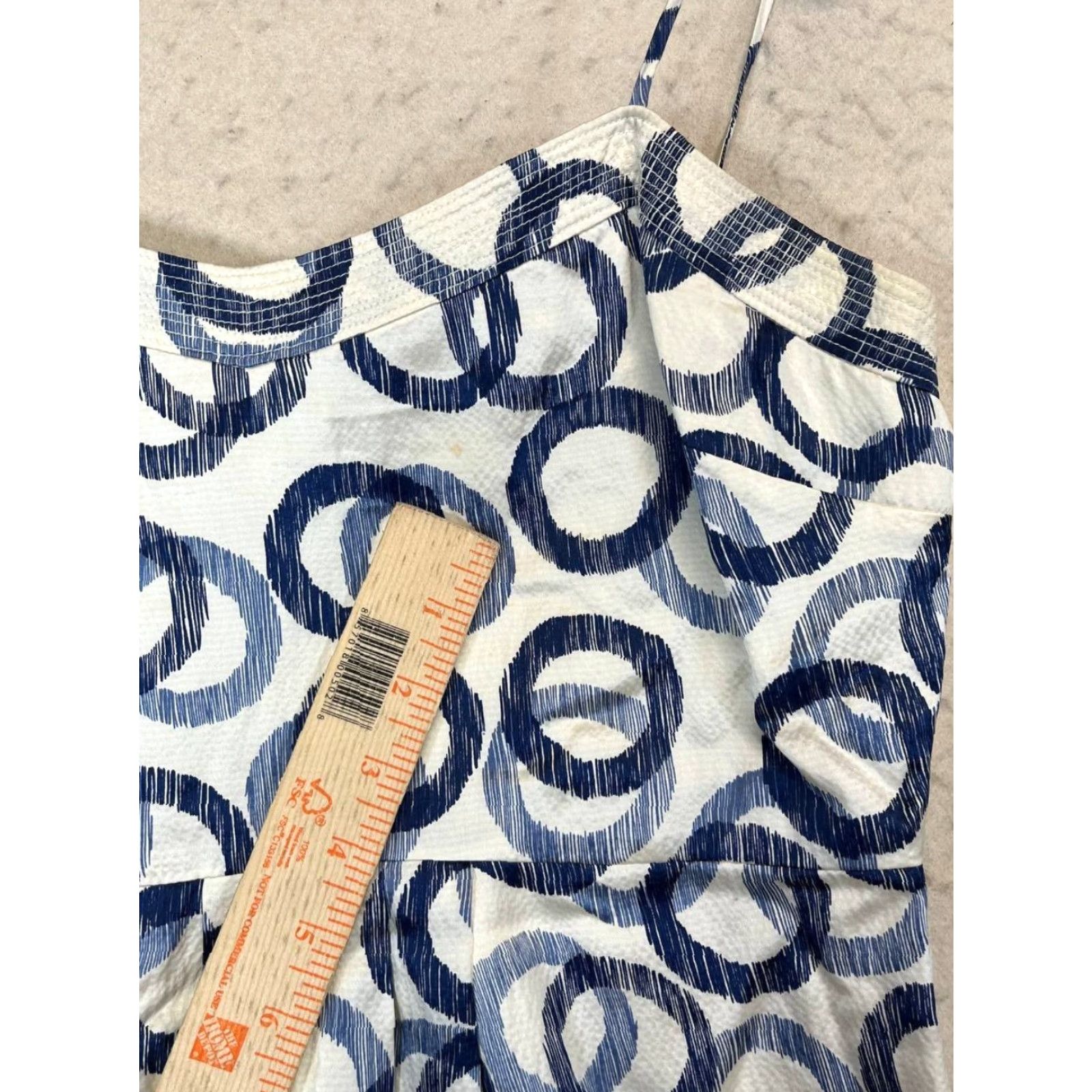 Juicy Couture VINTAGE Juicy Couture Dress Max Beach Sleeveless Skater Silk Blue White Knee Length 6 Womens Summer Size M / US 6-8 / IT 42-44 - 4 Thumbnail