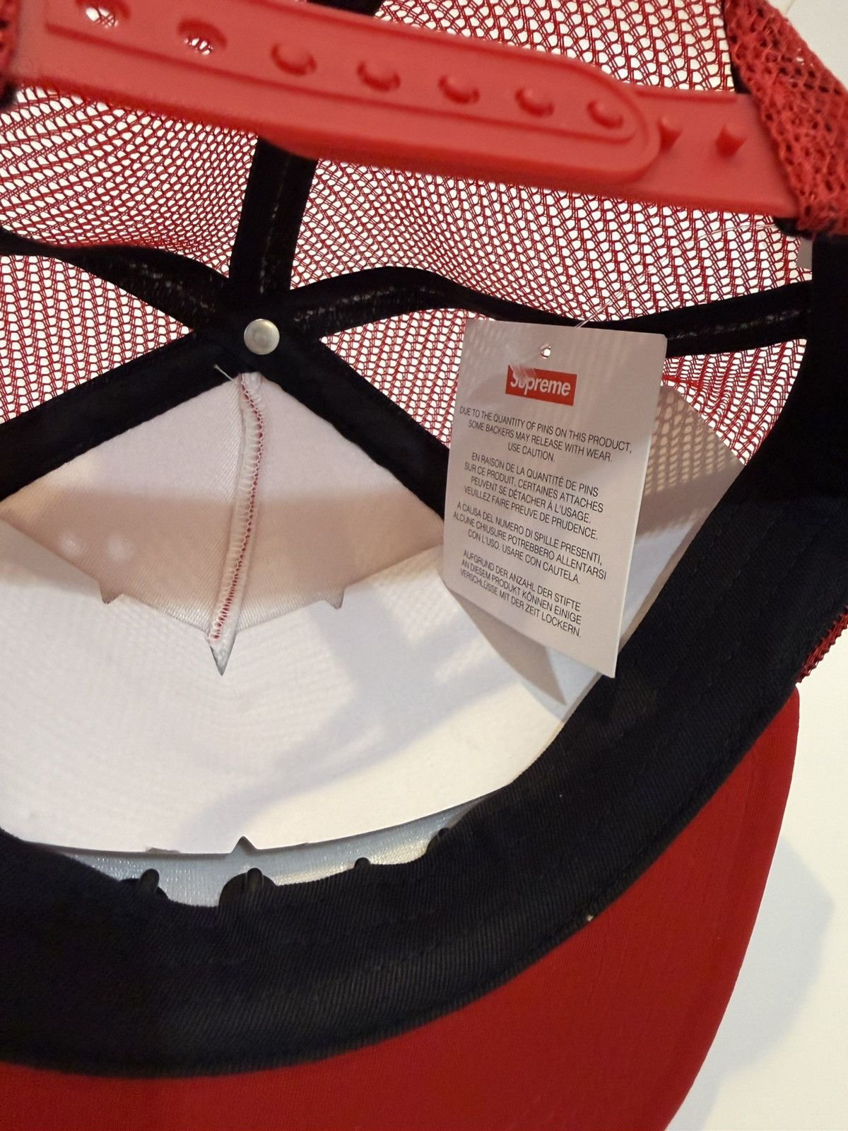 Supreme Supreme Pins Mesh Back 5-Panel Hat Red In Hand Size ONE SIZE - 6 Thumbnail