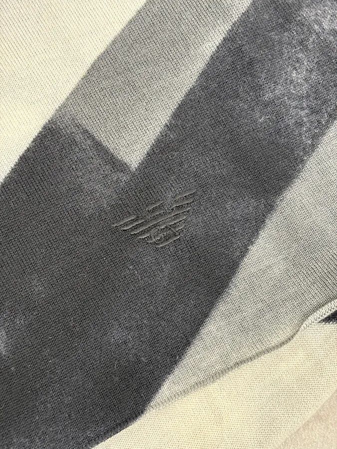 Emporio Armani Emporio Armani Black & White Diagonal Striped Wool Sweater Size US M / EU 48-50 / 2 - 8 Thumbnail