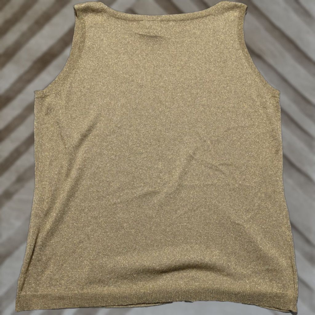 LAUREN RALPH LAUREN Gold Metallic Silk Blend Scoop Sleeveless Top - Women XL EUC main image 7