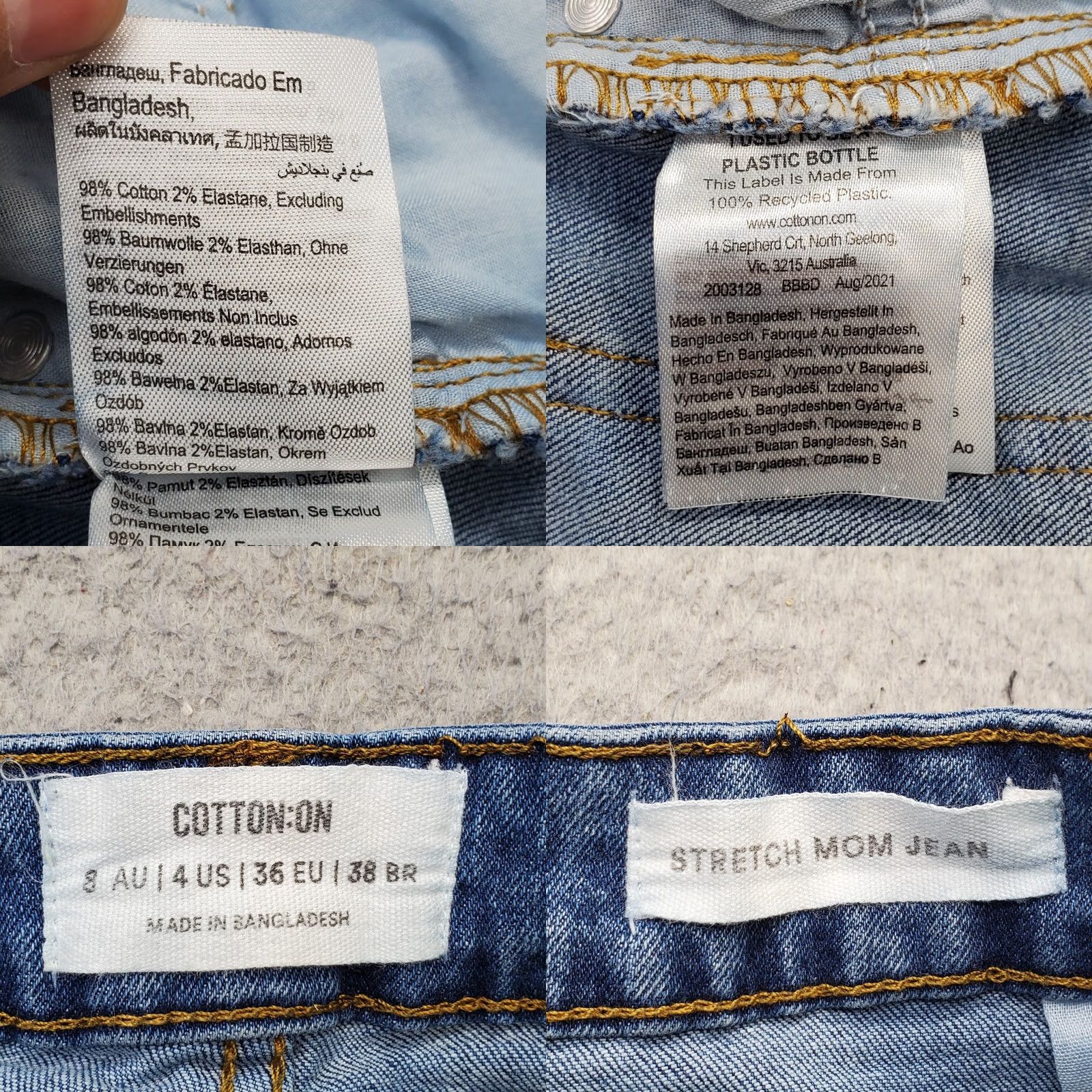 Cotton On Cotton On Womens 4 Jeans Main Mom Straight Denim Stretch Blue 5-Pocket Regular Inseam 26.5" Light Wash Vintage: No Size 27" / US 4 / IT 40 - 8 Thumbnail
