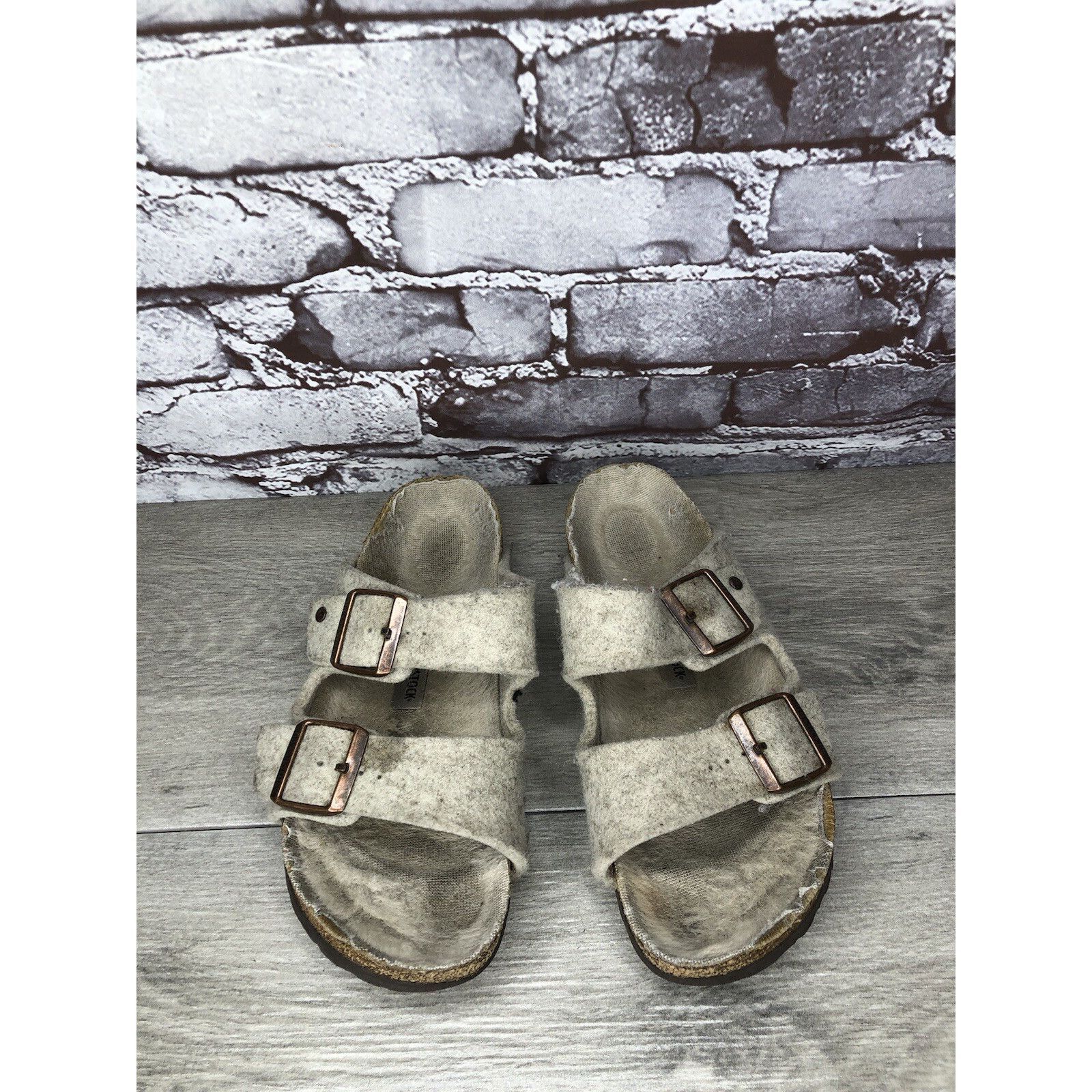 Birkenstock Birkenstock Wool Felt Beige Arizona Comfort Slides Sandals W Size US 7.5 / IT 37.5 - 14 Thumbnail
