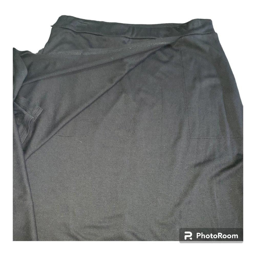 Eileen Fisher CT694 Eileen Fisher Black Mock Wrap Midi Skirt M Size 32" / US 10 / IT 46 - 2 Thumbnail