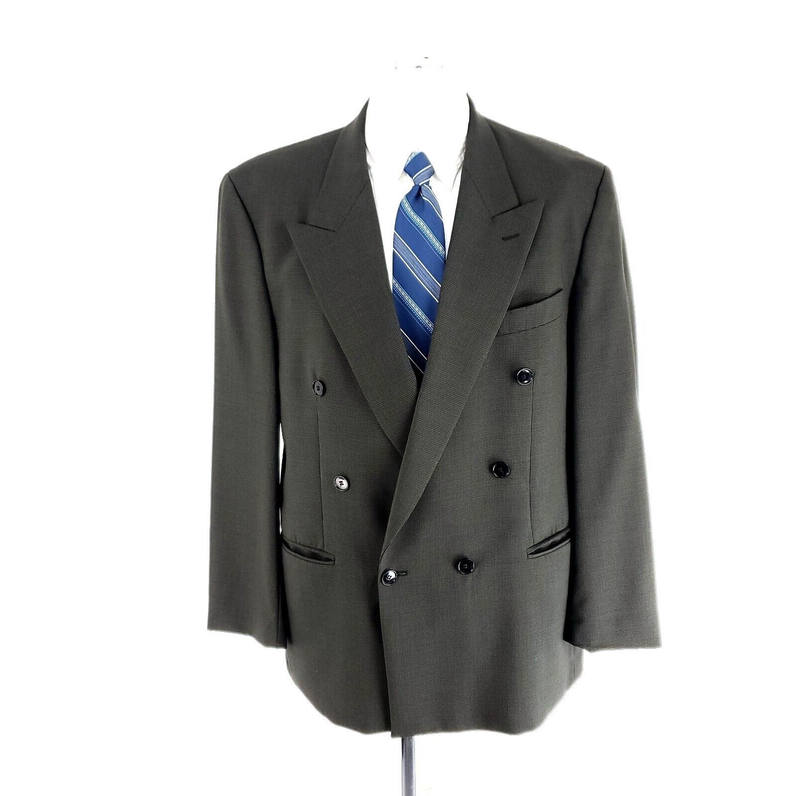 Lord & Taylor Lord & Taylor Wool Double Breasted Peak Lapel Blazer 40R Gre Size 40R - 3 Thumbnail