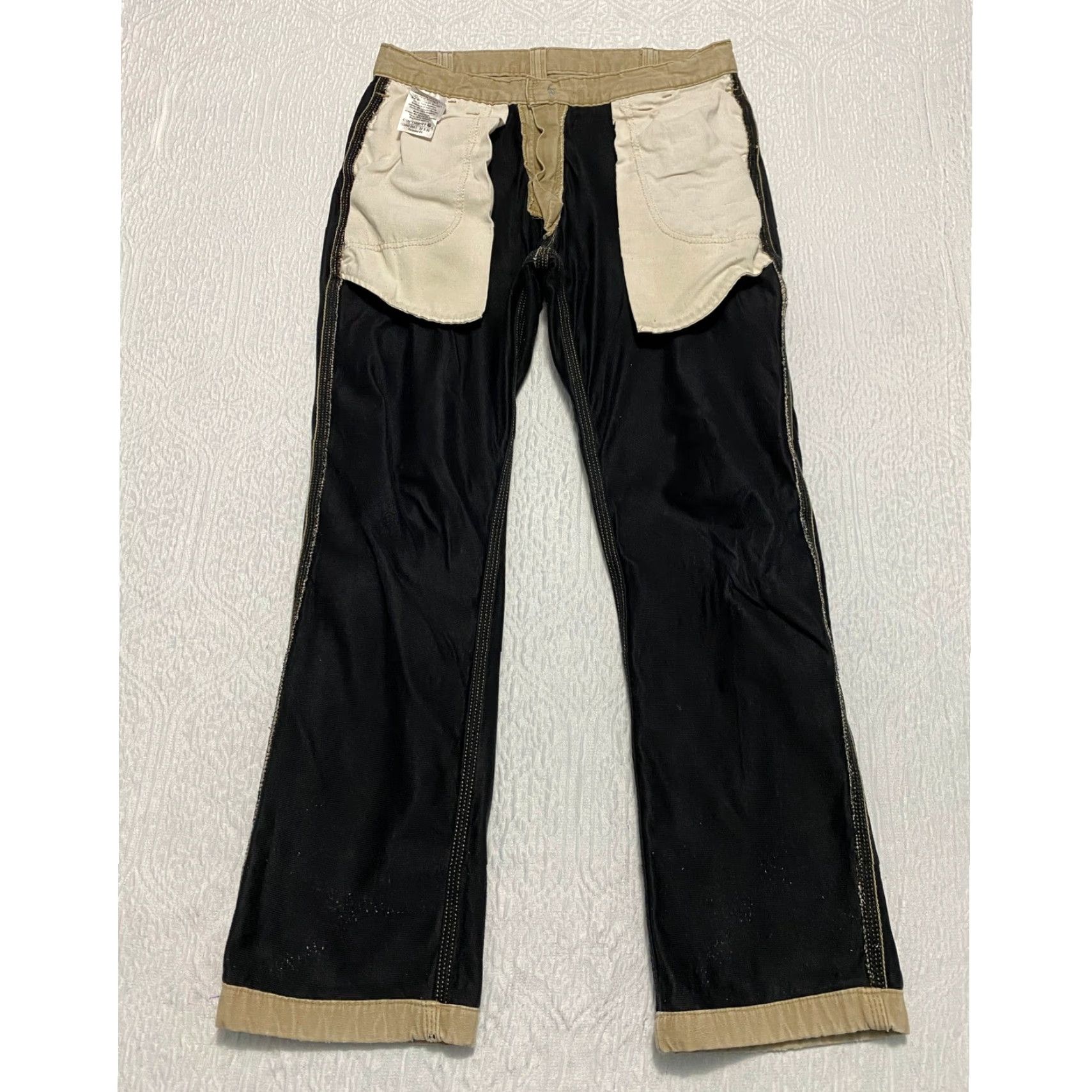 Carhartt Carhartt Relaxed Fit Lined Carpenter Pants Mens 32x28 Khaki Distressed Rip, Utility Pockets, 5-Pocket Design, Canvas Workwear Pants Size US 32 / EU 48 - 3 Thumbnail